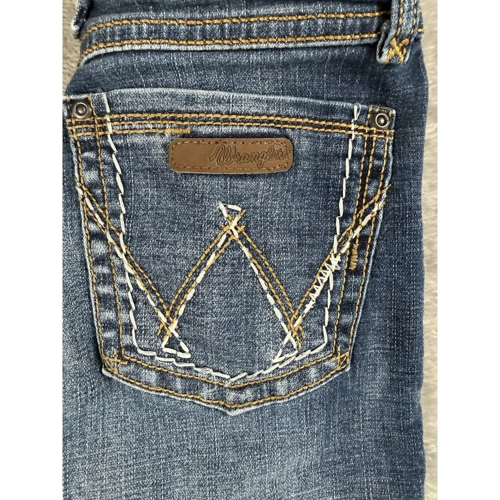 Wrangler Girls Jeans Size 12 Regular Blue Western Bootcut Embroidered W Pockets